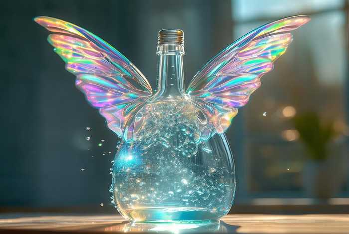 带翅膀的玻璃瓶矿泉水，带翅膀的玻璃瓶矿泉水图片