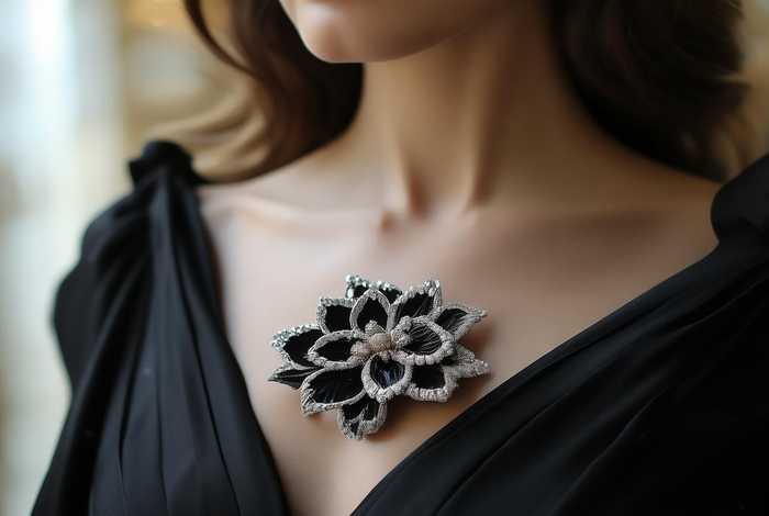 chanel黑色山茶花胸针、chanel的山茶花胸针