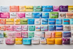 各种牌子的卫生巾，各种牌子的卫生巾放在一起的图片