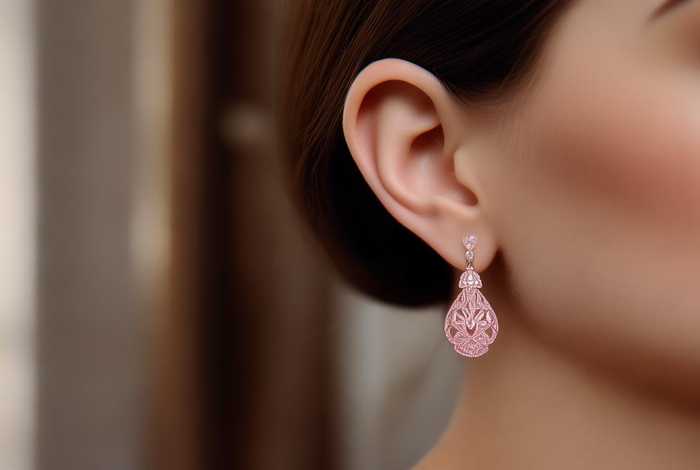 chanel香奈儿粉色耳钉；香奈儿粉钻耳钉