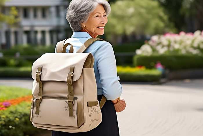 帆布双肩背包中老年背 中老年女士帆布双肩包