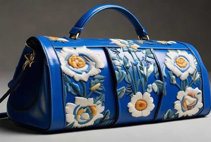 gucci花刺绣包包蓝色限量版 - gucci蓝色花卉包