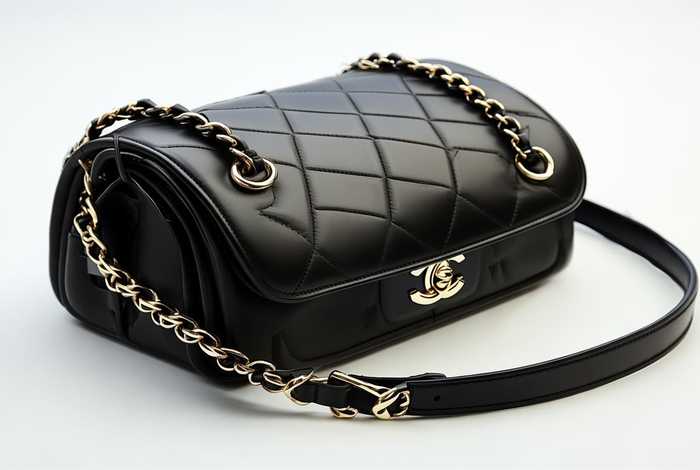 chanel 19bag黑银、99新chanel(香奈儿)chanel 19 bag中号口盖黑金斜挎包