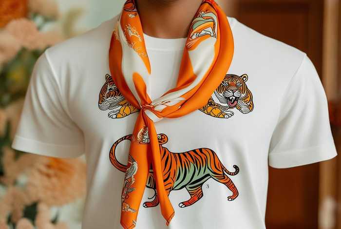 爱马仕三只虎短袖t恤 爱马仕两只老虎丝巾