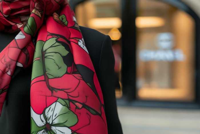 chanel专柜山茶花围脖（chanel山茶花系列围巾）