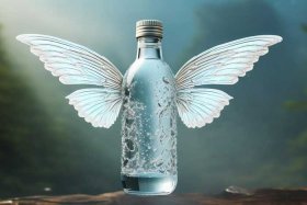 带翅膀的矿泉水，带翅膀和的矿泉水
