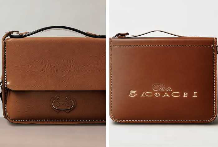 COACH男士手拿包；coach男士手拿包真假对比图