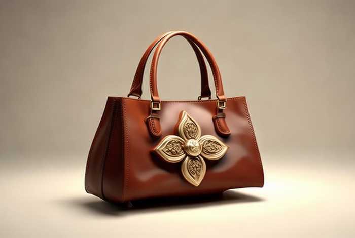 包包logo是五瓣花品牌；五个花瓣的女包logo