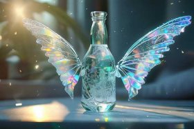 带翅膀的玻璃瓶矿泉水，带翅膀的玻璃瓶矿泉水图片