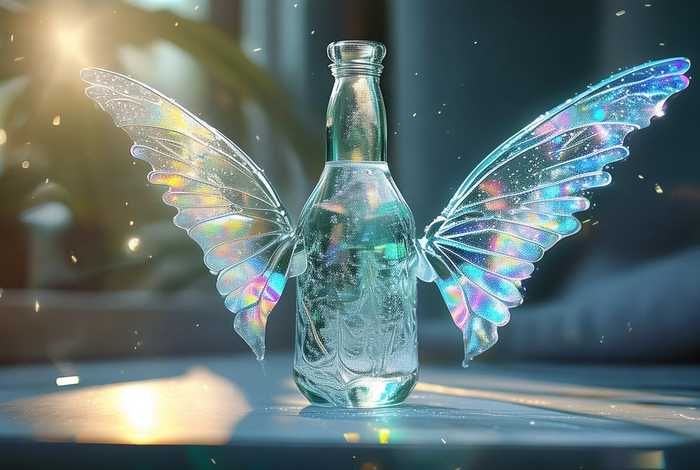 带翅膀的玻璃瓶矿泉水，带翅膀的玻璃瓶矿泉水图片