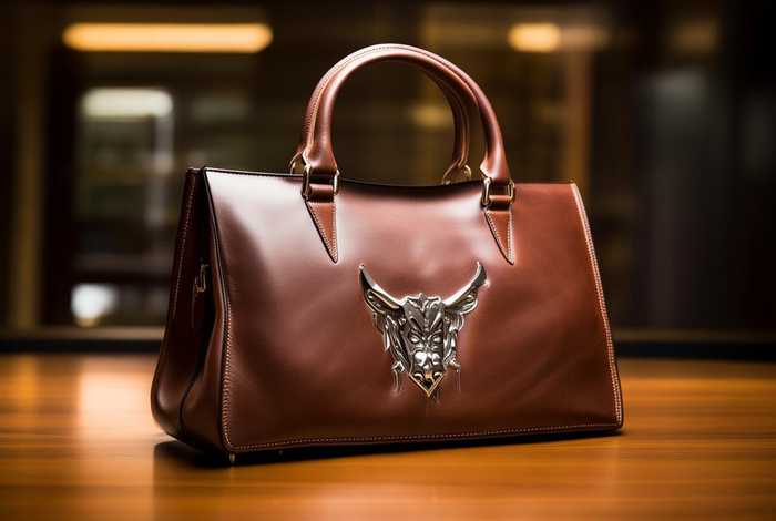 包包上有小牛logo的包，包上有一个小牛标志