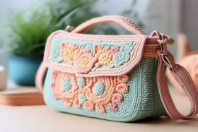 钩针钩织漂亮女式斜挎小包（钩针斜挎包女包小包包可爱）