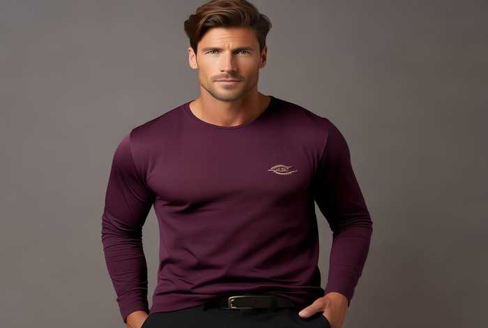 男士高档长袖t恤衫，高档品牌男装长袖t恤