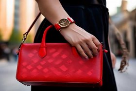 路易威登红色表带女表，路易威登女包红色邮差包
