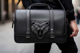 男士斜挎包上有一个熊脑袋图案是什么牌子吗,得物价格1800左右、包包上是熊的