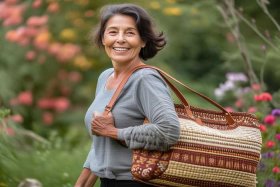 女士中老年斜挎布包（中老年女士斜挎包布料）