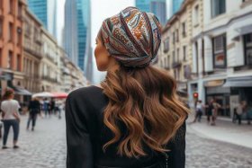 女士时尚包包头、女士时尚包包头巾图片