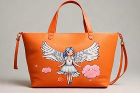 罗意威帆布包橘色有小天使图案托特包，罗意威帆布托特包真假
