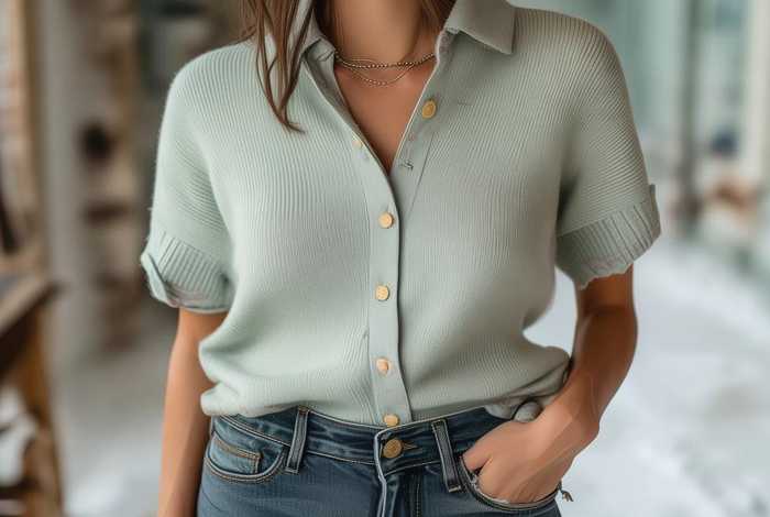 女士短袖衬衫搭配图片，女士短袖衬衫搭配图片冬季