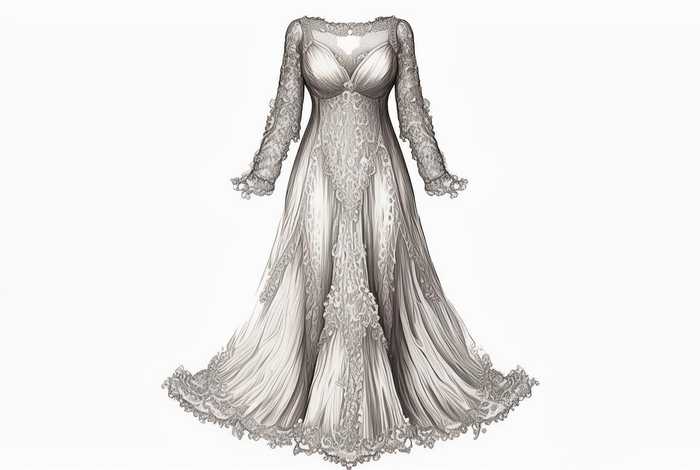 蕾丝连衣裙款式图 - 蕾丝连衣裙款式图手绘