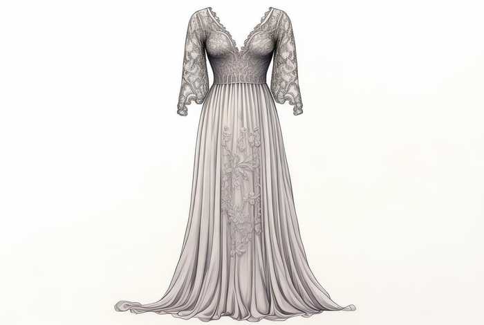 蕾丝连衣裙款式图 - 蕾丝连衣裙款式图手绘