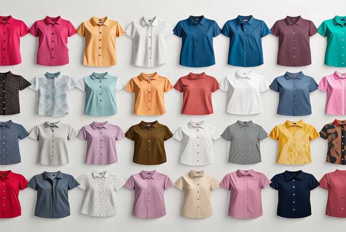 女短袖衬衫款式图；女短袖衬衫款式图片