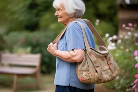 老年人帆布女斜挎包（老年人帆布女斜挎包图片）