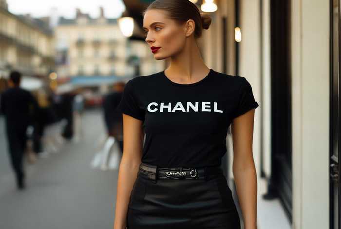 香奈儿黑色短袖t恤，香奈儿黑色短袖t恤怎么搭配
