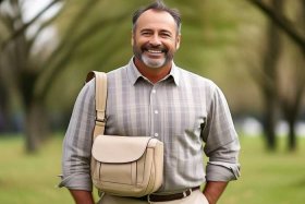 中老年男士单肩斜挎包怎么搭配，中老年男士单肩斜挎包怎么搭配好看