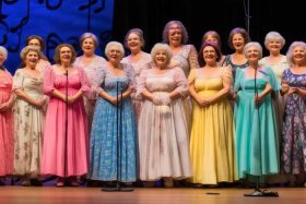 中老年女式大合唱演出服，中老年大合唱演出服长裙