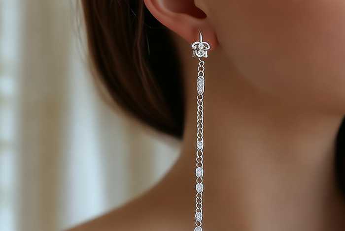 香奈儿设计款耳环挂链，香奈儿链条耳环