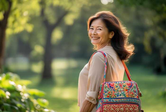 中年女士手提布包；中年女士手提布包图片