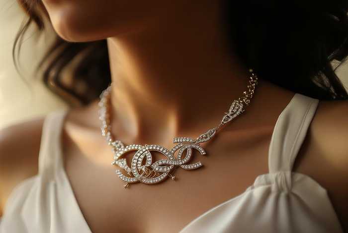 香奈儿金色水钻项链（香奈儿双c水钻项链）