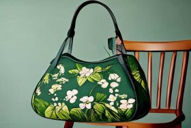 中老年绿叶白花单肩包 - 中老年人花布双肩包