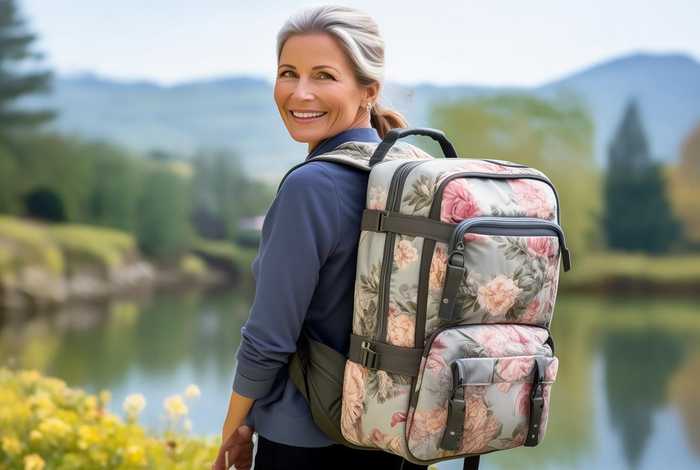 中老年旅行女式花包双肩背包 中老年女式双肩旅游包 中老年旅行女式花包双肩背包 中老年女式双肩旅游包