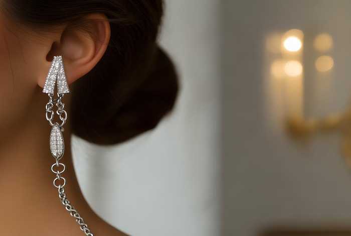 香奈儿设计款耳环挂链，香奈儿链条耳环