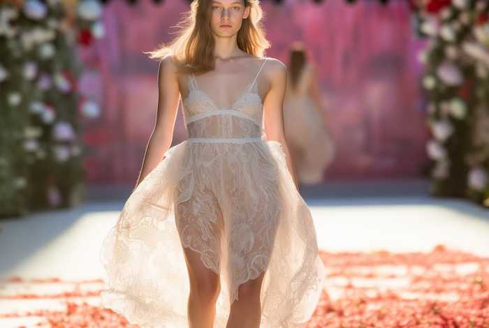 夏装薄款蕾丝连衣裙走秀 夏装薄款蕾丝连衣裙走秀图片