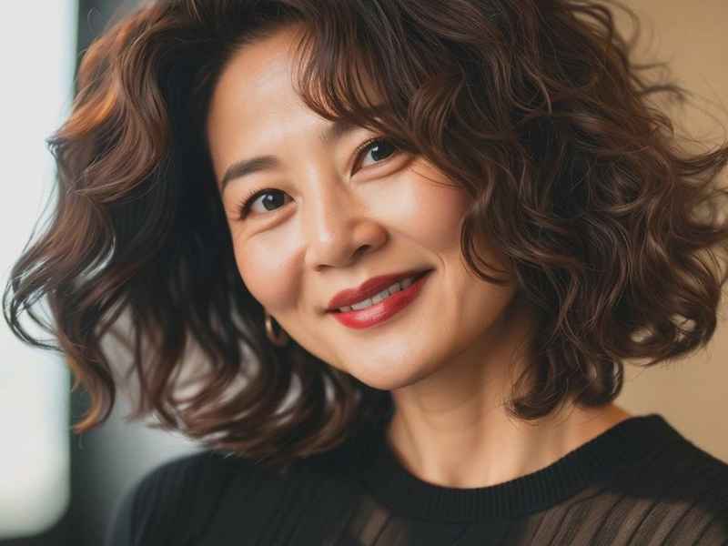 中年女士中长发发型图片，中年女士中长发发型图片老年发型短发烫发