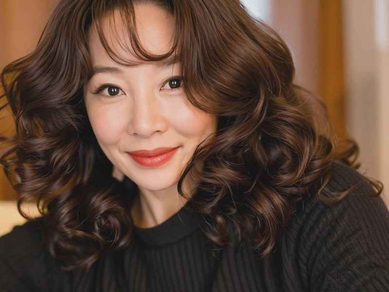 中年女士中长发发型图片，中年女士中长发发型图片老年发型短发烫发